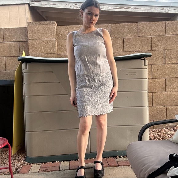 LOFT Gray Textured Mini Dress - Picture 1 of 8